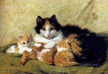 猫 Painting - 誇り高き母猫 ヘンリエット・ロナー・クニップ
